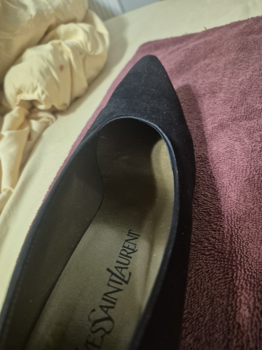 Vintage Yves Saint Laurent Black Suede Pointed-Toe Pumps - Picture 3 of 13